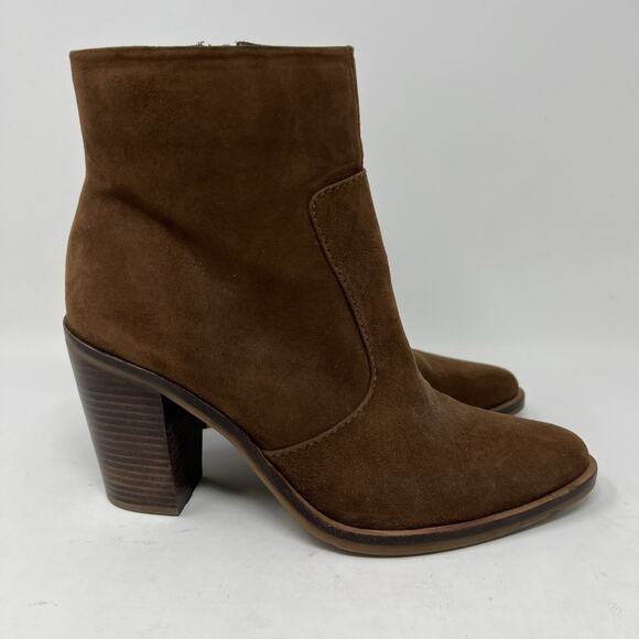 Gianni Bini Tovyy Booties Brown Suede Leather Block Heel Zip Up Women’s Size 7.5 - Picture 3 of 13